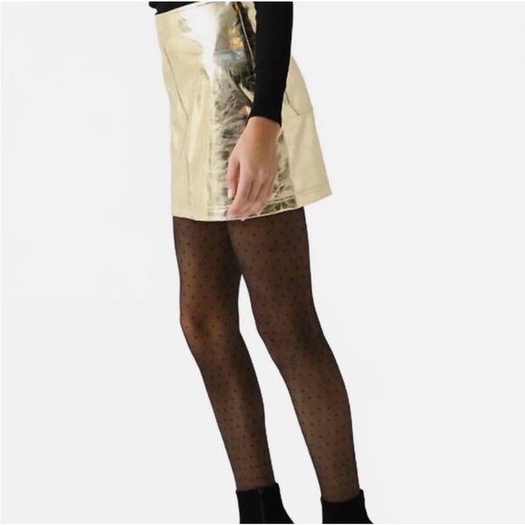 HUNTER BELL Shimmering Gold Faux Leather Mini Skirt - Picture 3 of 8